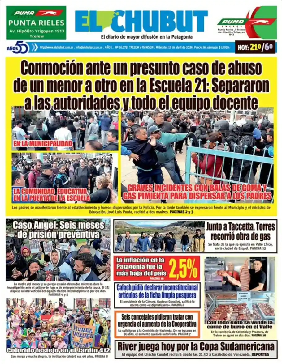 Evolucion Streaming | ADAIA RADIO - Tapa del diario El Chubut