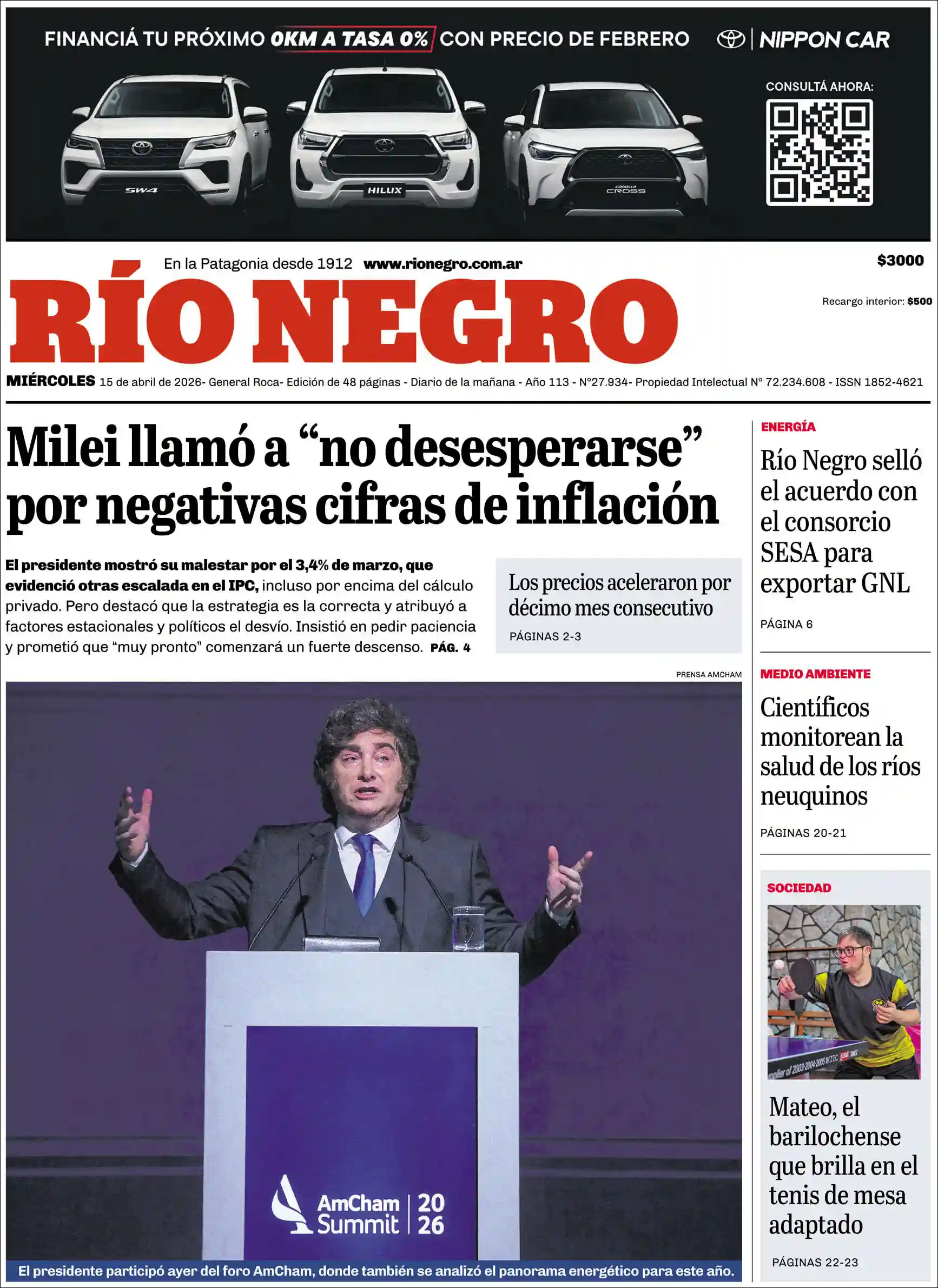 Evolucion Streaming | ADAIA RADIO - Tapa del diario Rio Negro