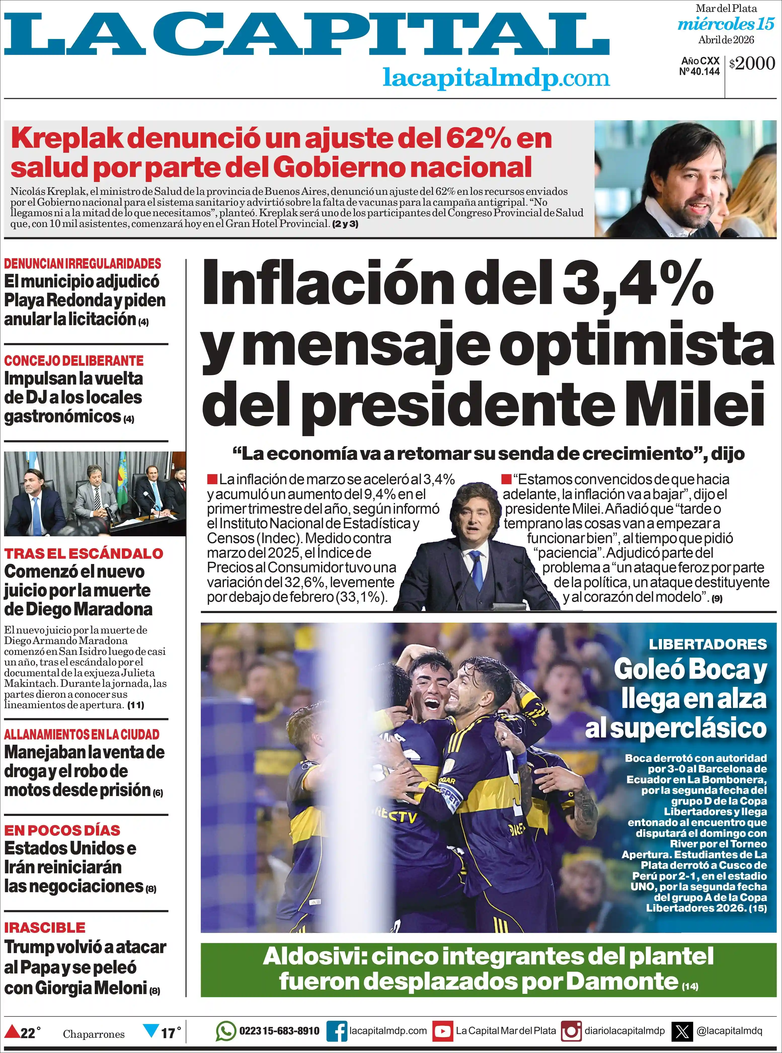 Evolucion Streaming | ADAIA RADIO - Tapa del diario La Capital